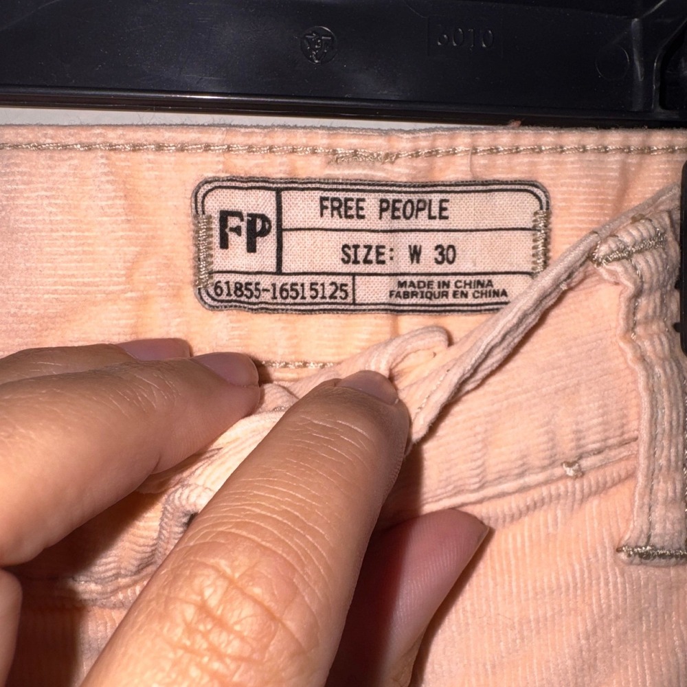 Free People Peach Corduroy Skinny Pants W30 Light Salmon Pink Fine Wale Cords - Picture 4 of 4